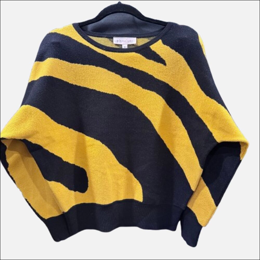 Philosophy Tiger Dolman Sleeve Sweater Black Yellow (Size S)